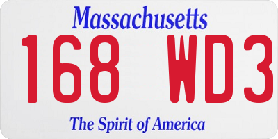 MA license plate 168WD3