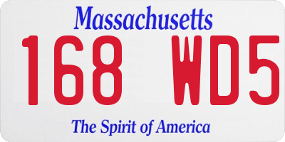MA license plate 168WD5