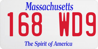 MA license plate 168WD9