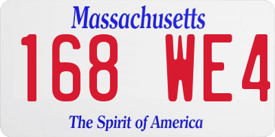 MA license plate 168WE4