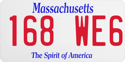 MA license plate 168WE6