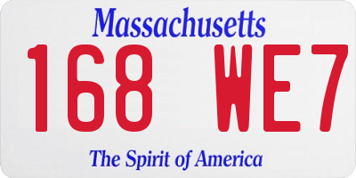 MA license plate 168WE7