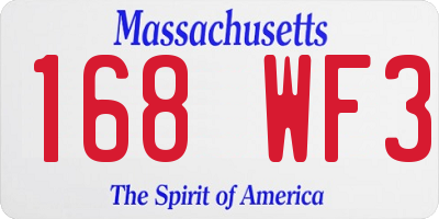 MA license plate 168WF3