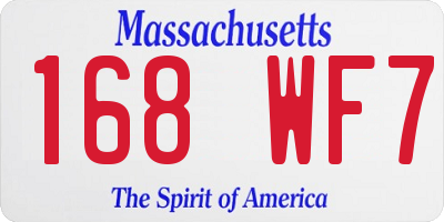 MA license plate 168WF7