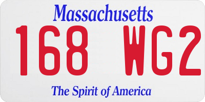 MA license plate 168WG2