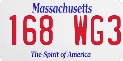 MA license plate 168WG3