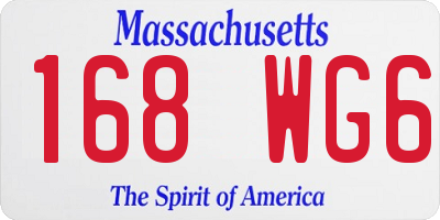 MA license plate 168WG6