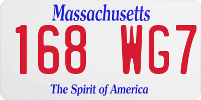 MA license plate 168WG7