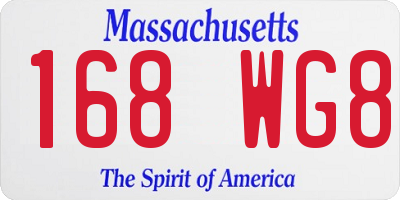 MA license plate 168WG8