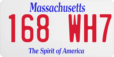 MA license plate 168WH7