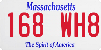 MA license plate 168WH8