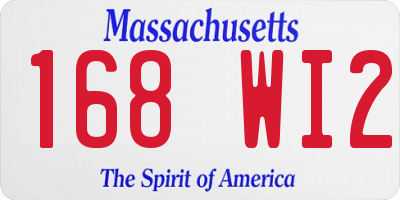 MA license plate 168WI2
