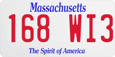MA license plate 168WI3