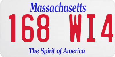 MA license plate 168WI4