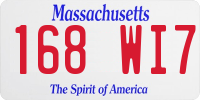 MA license plate 168WI7