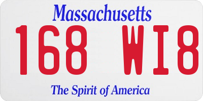 MA license plate 168WI8