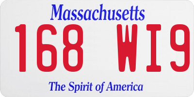 MA license plate 168WI9
