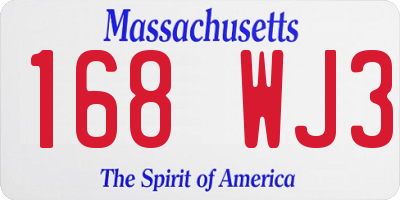 MA license plate 168WJ3