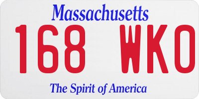 MA license plate 168WK0