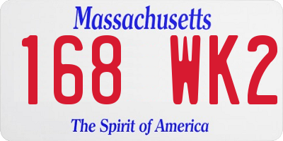 MA license plate 168WK2