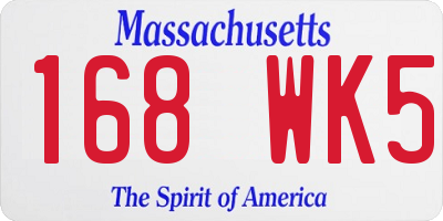 MA license plate 168WK5