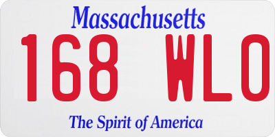 MA license plate 168WL0