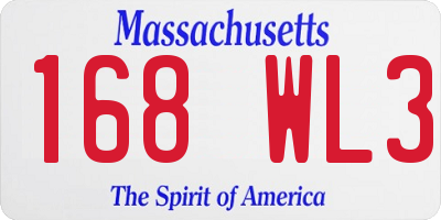 MA license plate 168WL3