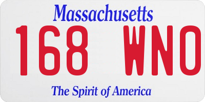 MA license plate 168WN0