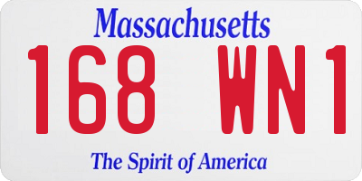 MA license plate 168WN1