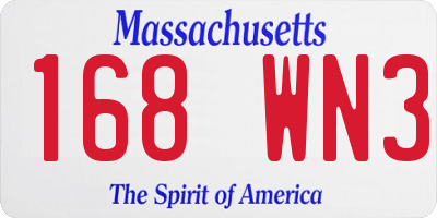 MA license plate 168WN3