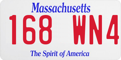 MA license plate 168WN4