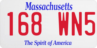MA license plate 168WN5