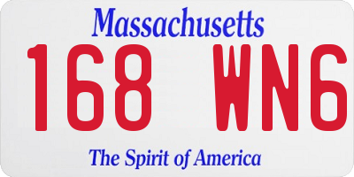 MA license plate 168WN6