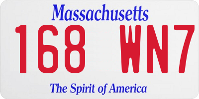 MA license plate 168WN7