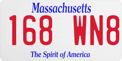 MA license plate 168WN8