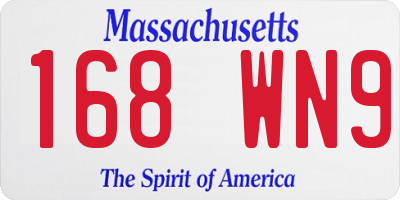 MA license plate 168WN9