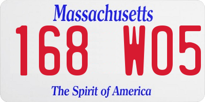 MA license plate 168WO5
