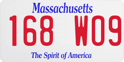 MA license plate 168WO9