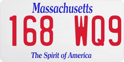 MA license plate 168WQ9