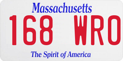 MA license plate 168WR0