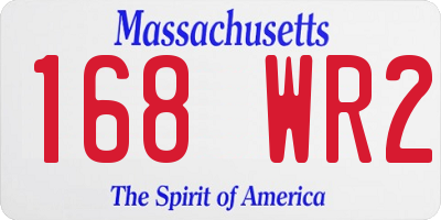 MA license plate 168WR2
