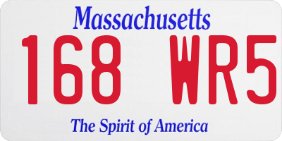 MA license plate 168WR5