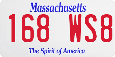 MA license plate 168WS8
