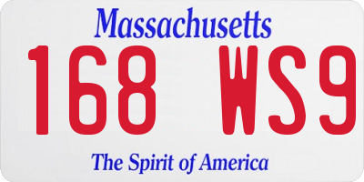 MA license plate 168WS9