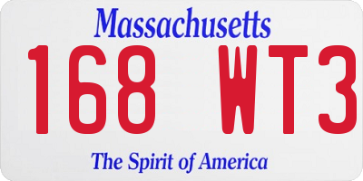 MA license plate 168WT3