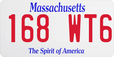MA license plate 168WT6