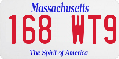 MA license plate 168WT9