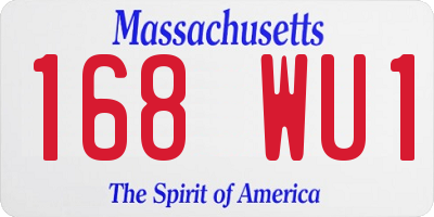 MA license plate 168WU1