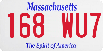 MA license plate 168WU7
