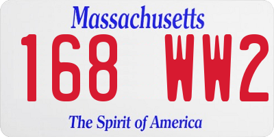 MA license plate 168WW2